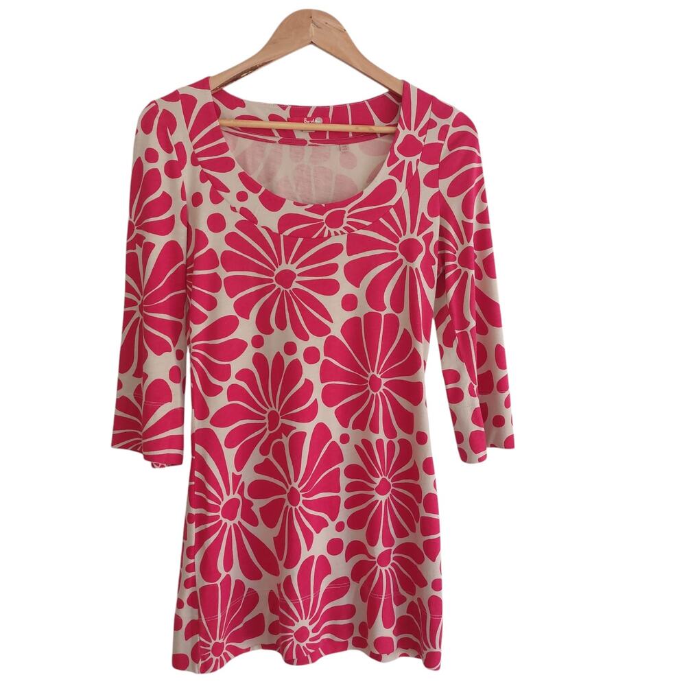 Boden Dress Womens Size 4 Retro Mod Pink Tunic Spring Sixties Flower Hippie 60's